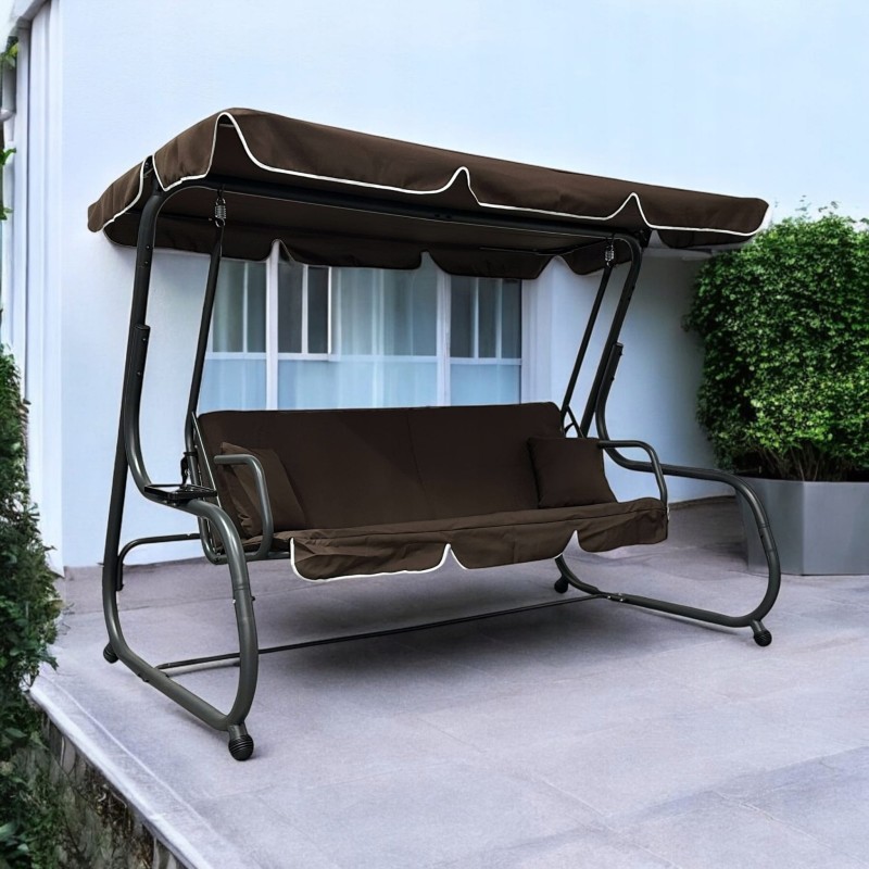 Huśtawka ogrodowa rozkładana Korda XXL duża Brąz