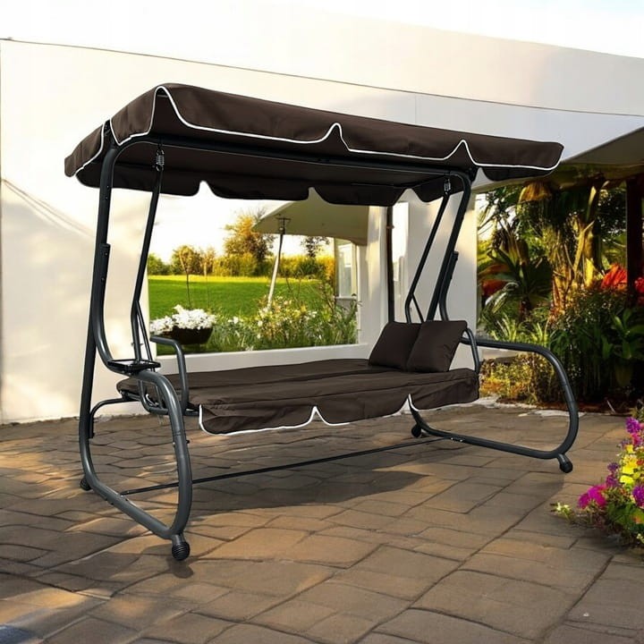 Huśtawka ogrodowa rozkładana Korda XXL duża Brąz