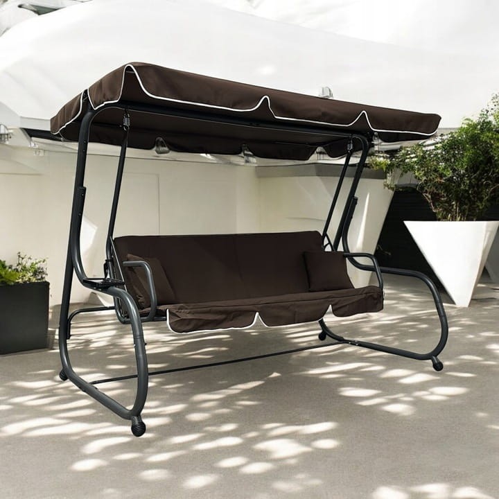 Huśtawka ogrodowa rozkładana Korda XXL duża Brąz