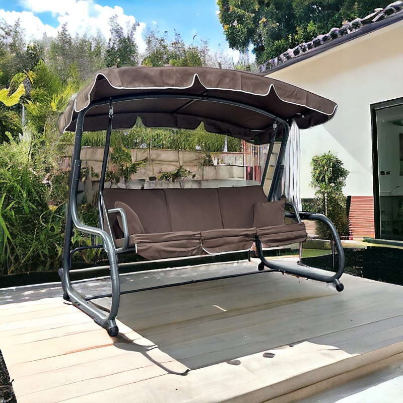 Huśtawka ogrodowa wolnostojąca Ragabas XXL duża Brąz