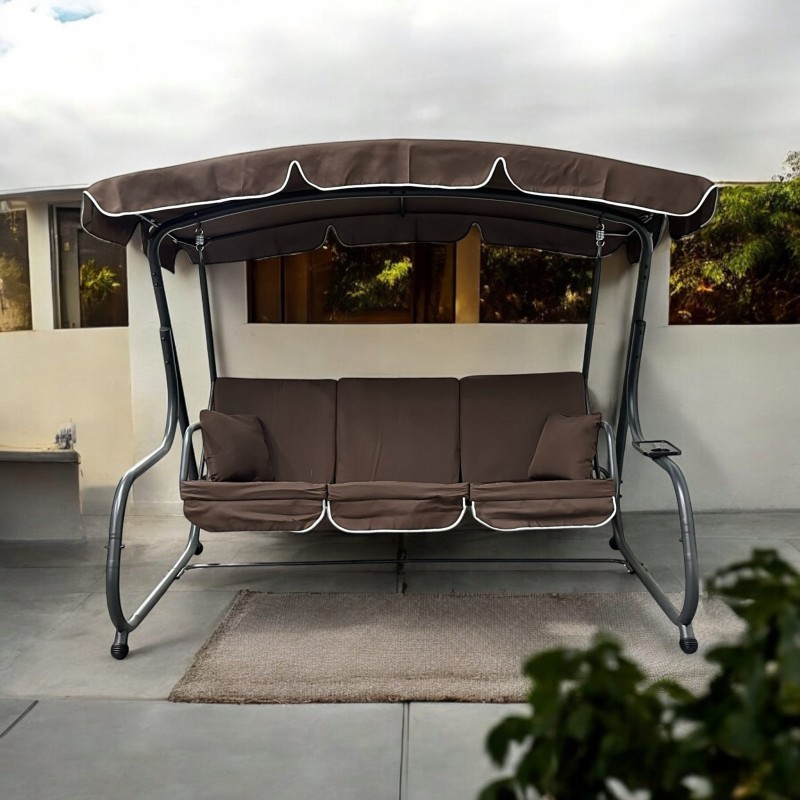 Huśtawka ogrodowa wolnostojąca Ragabas XXL duża Brąz