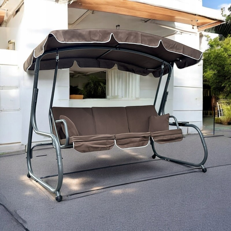 Huśtawka ogrodowa wolnostojąca Ragabas XXL duża Brąz