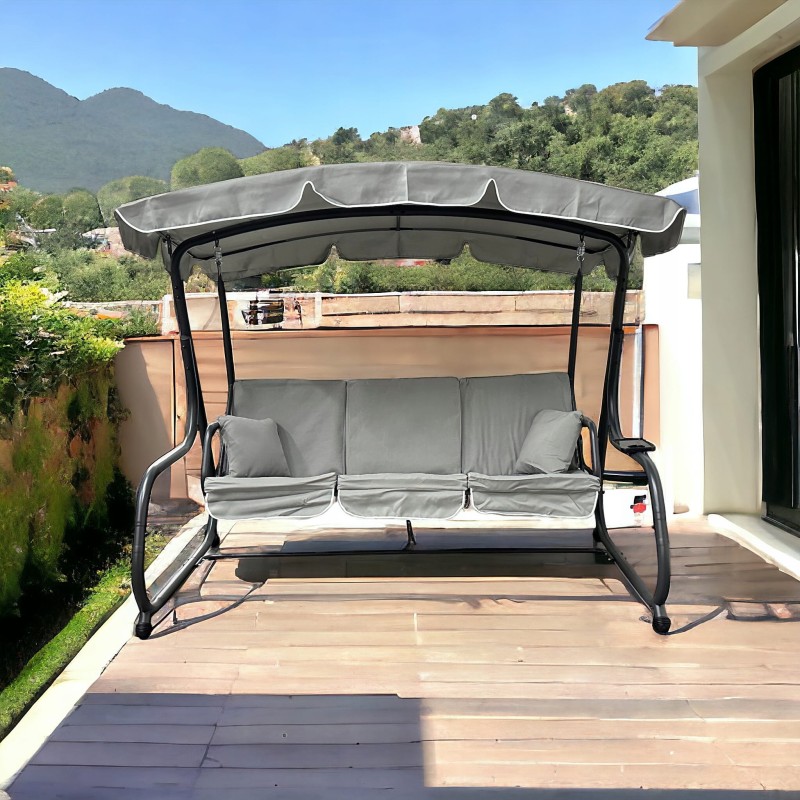 Huśtawka ogrodowa wolnostojąca Ragabas XXL duża Jasny szary