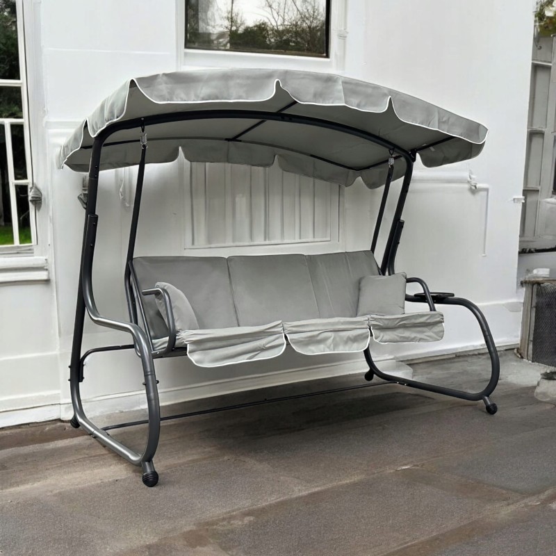 Huśtawka ogrodowa wolnostojąca Ragabas XXL duża Jasny szary