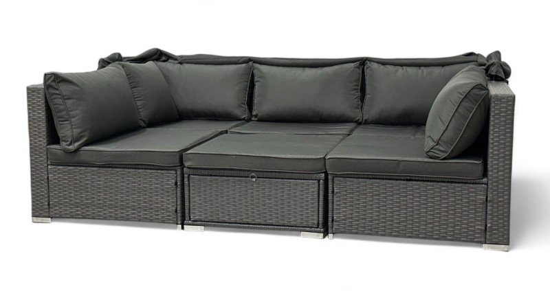 Zestaw ogrodowy wielofunkcyjny Elitar leżanka narożnik + stolik ze schowkiem Szary