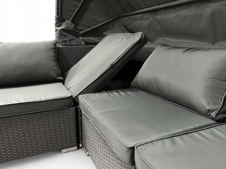 Zestaw ogrodowy wielofunkcyjny Elitar leżanka narożnik + stolik ze schowkiem Szary