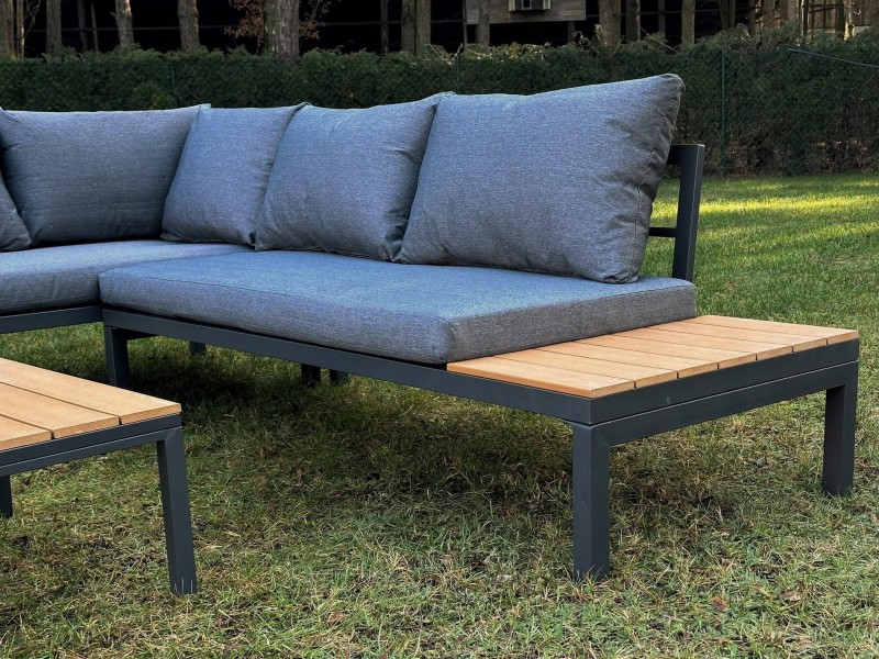 Narożnik ogrodowy Poliwood z poduszkami + Stolik Brązowy