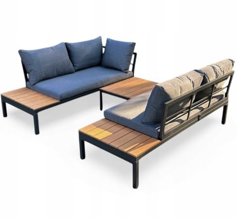 Narożnik ogrodowy Poliwood z poduszkami + Stolik Brązowy