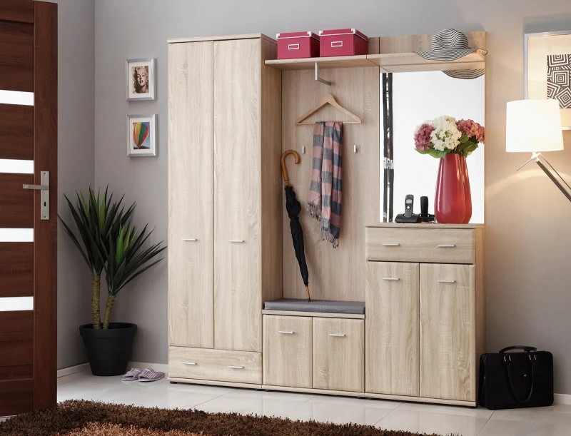 Lustro Amario 60 cm z półką do przedpokoju dąb sonoma