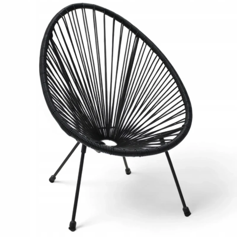 Krzesło ogrodowe dla dzieci z technorattanu Mini Kids Czarny