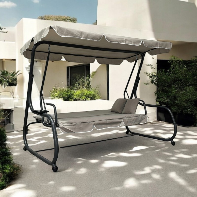 Huśtawka ogrodowa rozkładana Korda XXL duża Beż