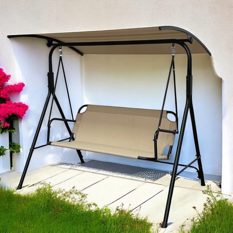 Huśtawka ogrodowa wolnostojąca Classic bujana 3 osobowa Jasny brąz (gold)