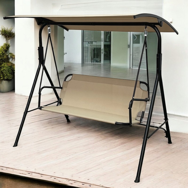 Huśtawka ogrodowa wolnostojąca Classic bujana 3 osobowa Jasny brąz (gold)