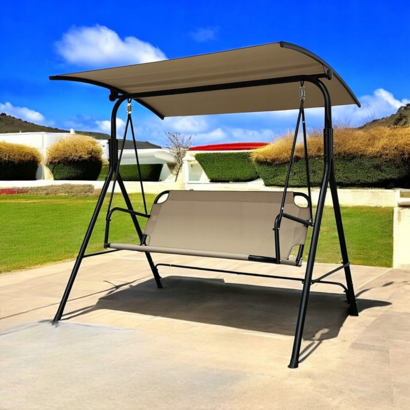 Huśtawka ogrodowa wolnostojąca Classic bujana 3 osobowa Jasny brąz (gold)