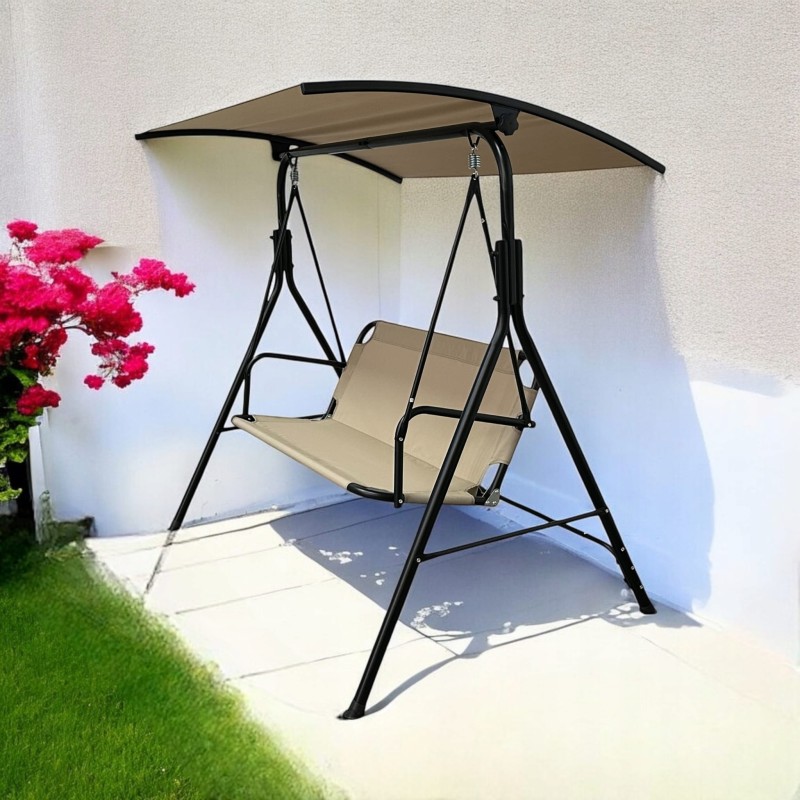 Huśtawka ogrodowa wolnostojąca Classic bujana 3 osobowa Jasny brąz (gold)