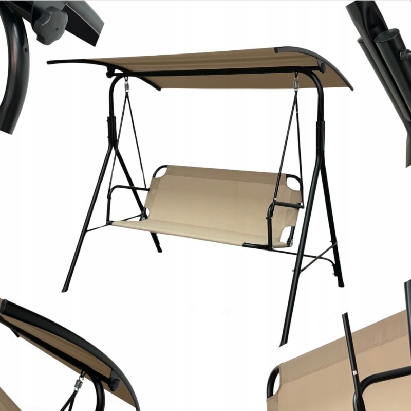 Huśtawka ogrodowa wolnostojąca Classic bujana 3 osobowa Jasny brąz (gold)