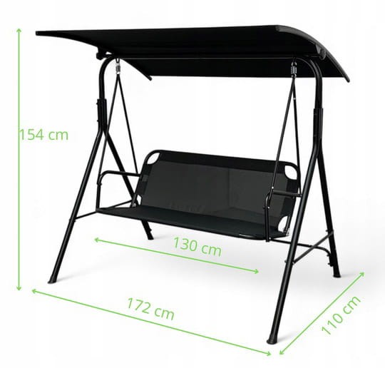 Huśtawka ogrodowa wolnostojąca Classic bujana 3 osobowa Szary