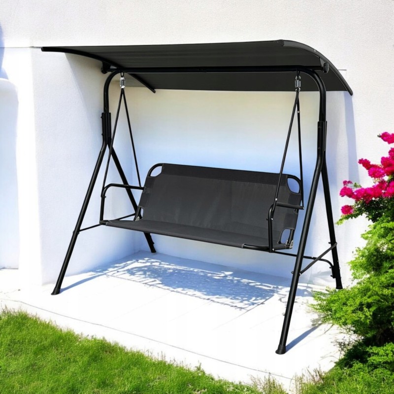 Huśtawka ogrodowa wolnostojąca Classic bujana 3 osobowa Szary