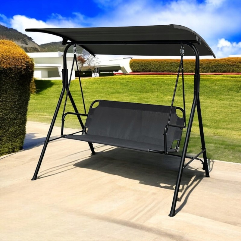 Huśtawka ogrodowa wolnostojąca Classic bujana 3 osobowa Szary