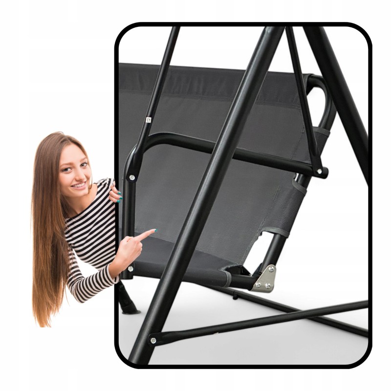 Huśtawka ogrodowa wolnostojąca Classic bujana 3 osobowa Szary