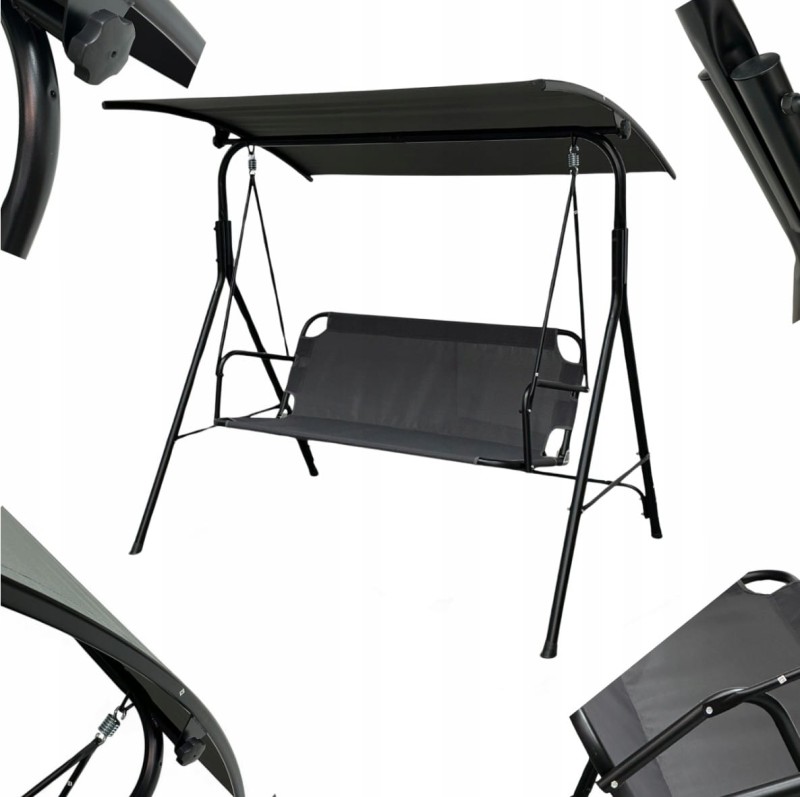 Huśtawka ogrodowa wolnostojąca Classic bujana 3 osobowa Szary