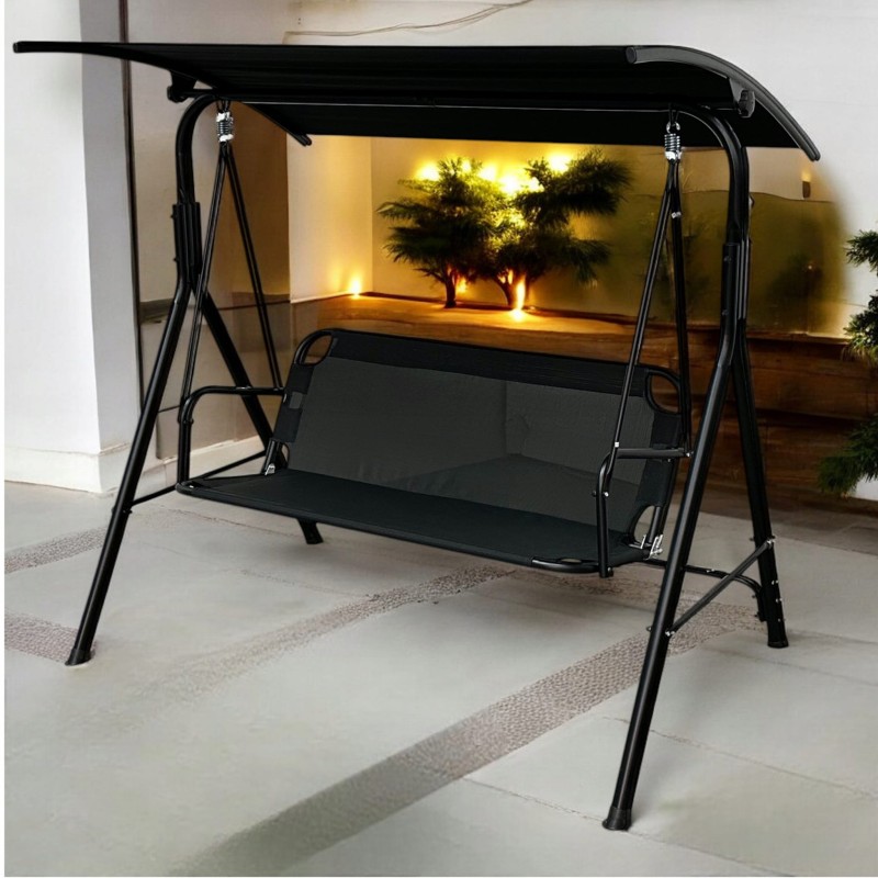 Huśtawka ogrodowa wolnostojąca Classic bujana 3 osobowa Czarny