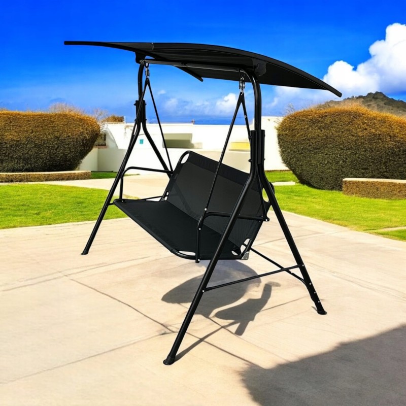 Huśtawka ogrodowa wolnostojąca Classic bujana 3 osobowa Czarny