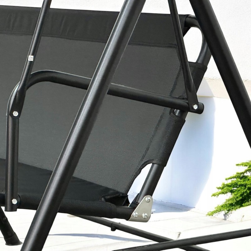 Huśtawka ogrodowa wolnostojąca Classic bujana 3 osobowa Czarny