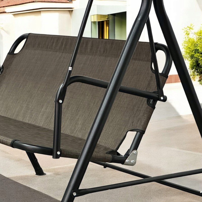 Huśtawka ogrodowa wolnostojąca Classic bujana 3 osobowa Brąz złoty