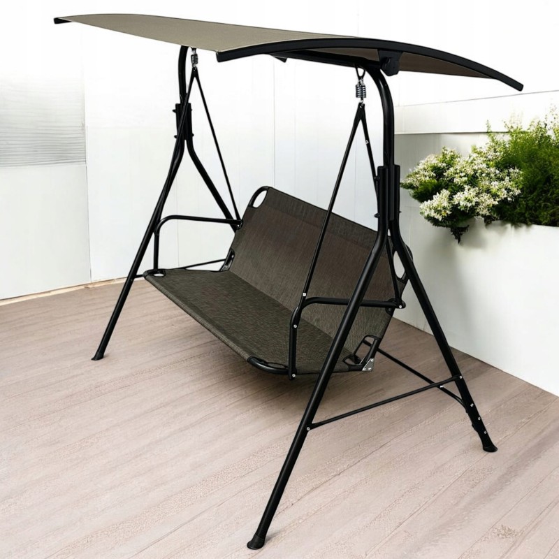 Huśtawka ogrodowa wolnostojąca Classic bujana 3 osobowa Brąz złoty