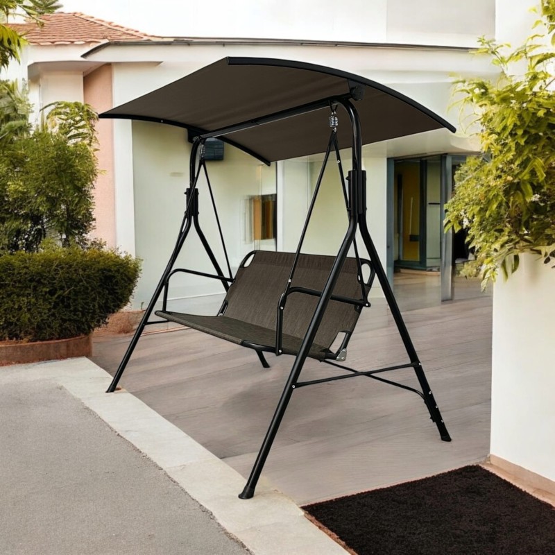 Huśtawka ogrodowa wolnostojąca Classic bujana 3 osobowa Brąz złoty