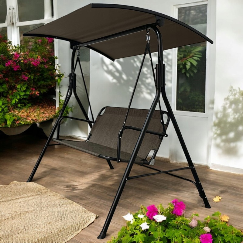 Huśtawka ogrodowa wolnostojąca Classic bujana 3 osobowa Brąz złoty