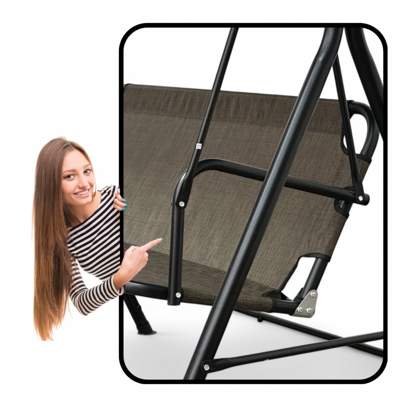 Huśtawka ogrodowa wolnostojąca Classic bujana 3 osobowa Brąz złoty