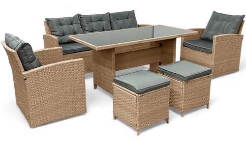 Zestaw mebli ogrodowych z technorattanu Maxipolo Naturalny