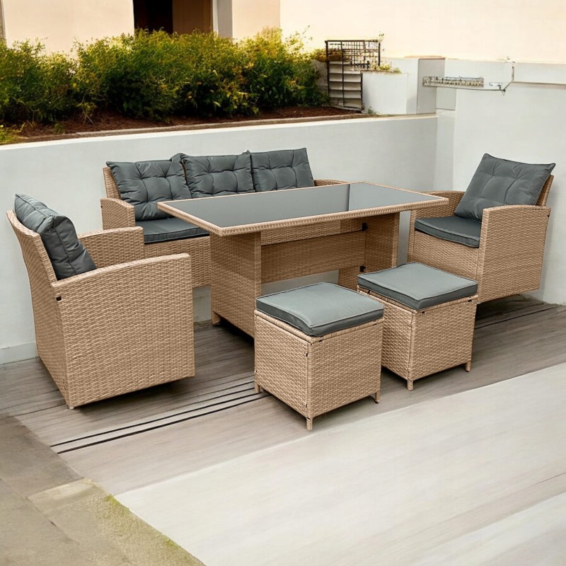 Zestaw mebli ogrodowych z technorattanu Maxipolo Naturalny