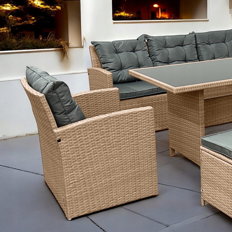 Zestaw mebli ogrodowych z technorattanu Maxipolo Naturalny