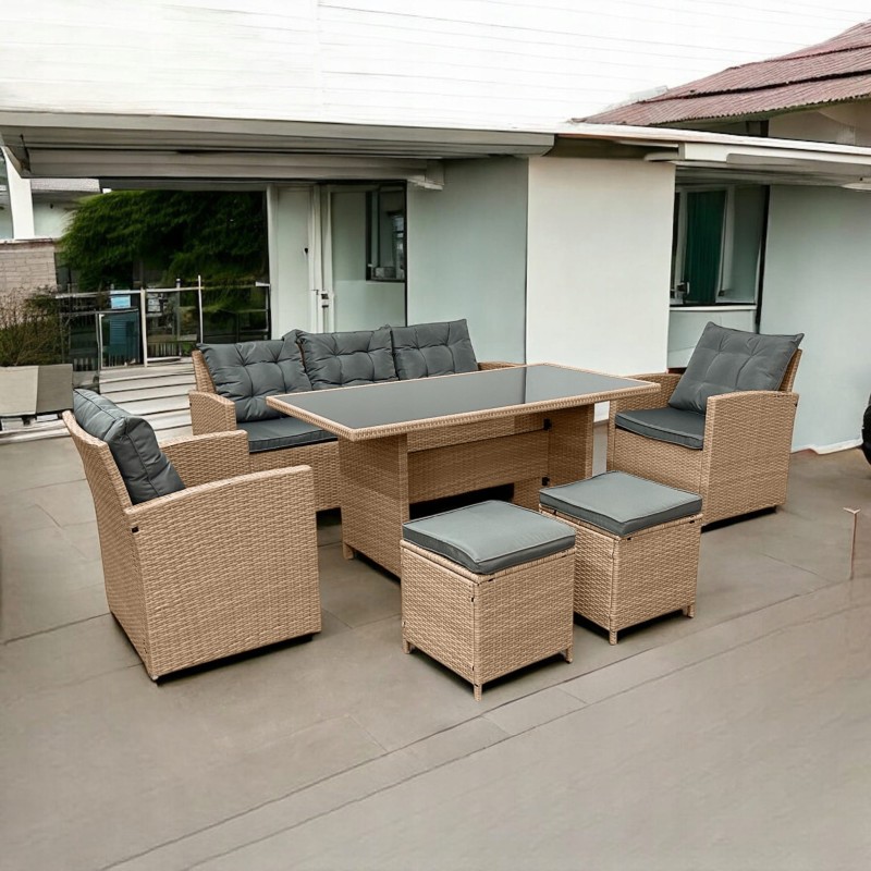 Zestaw mebli ogrodowych z technorattanu Maxipolo Naturalny