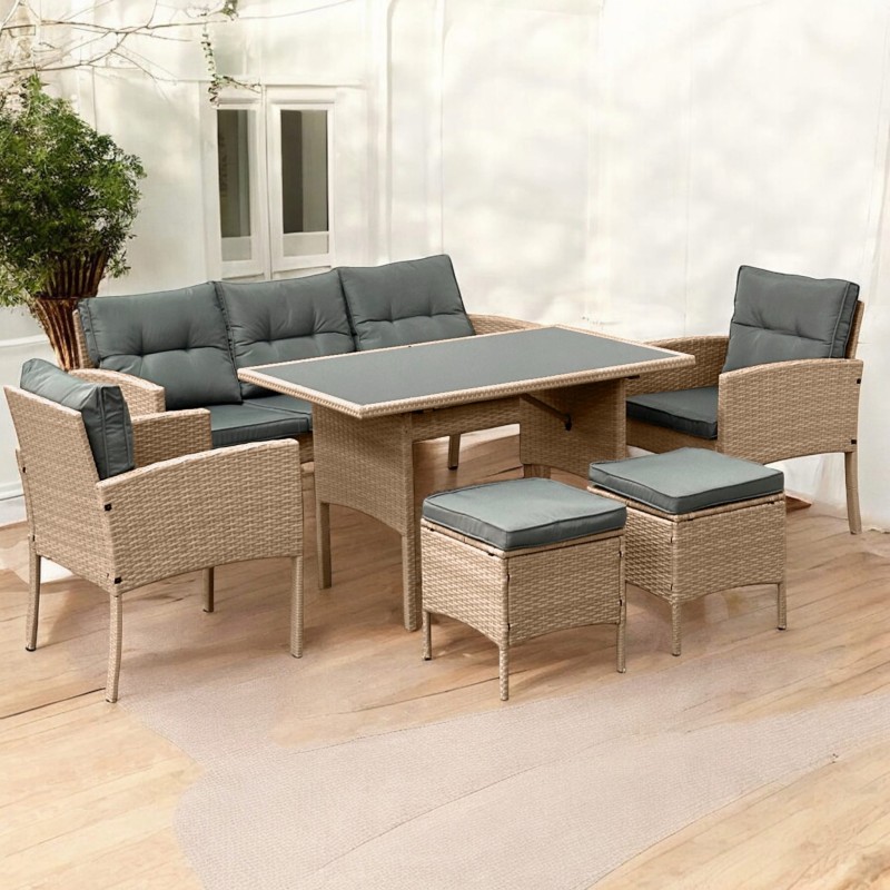 Zestaw mebli ogrodowych z technorattanu Puerto Naturalny