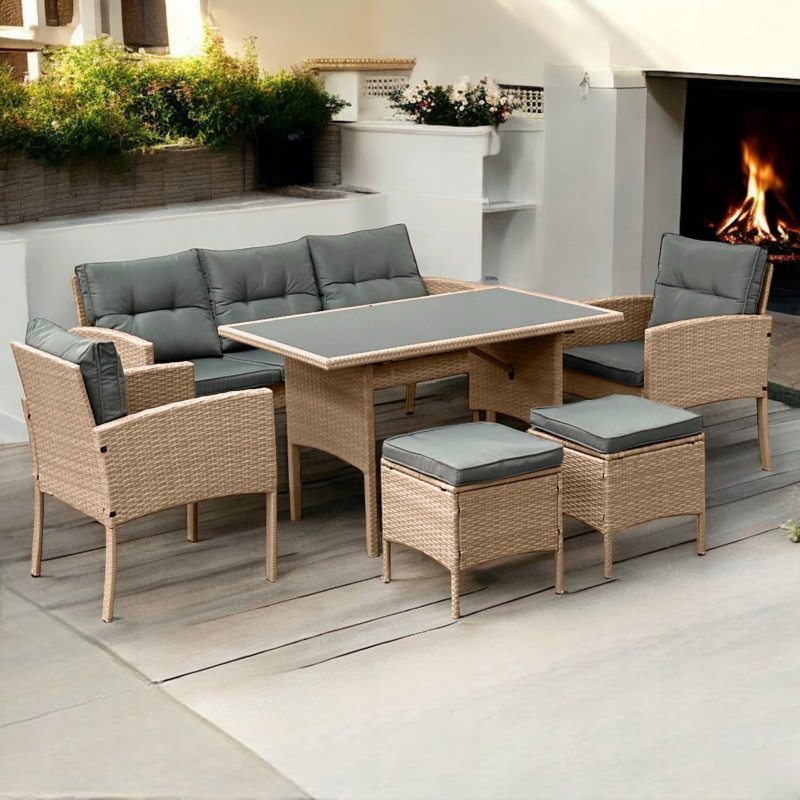 Zestaw mebli ogrodowych z technorattanu Puerto Naturalny