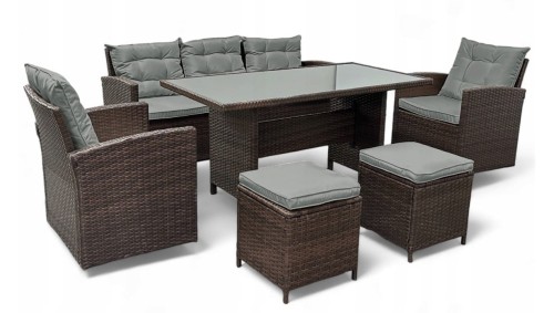 Zestaw mebli ogrodowych z technorattanu Maxipolo Brąz + p. szare