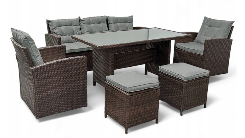 Zestaw mebli ogrodowych z technorattanu Maxipolo Brąz + p. szare