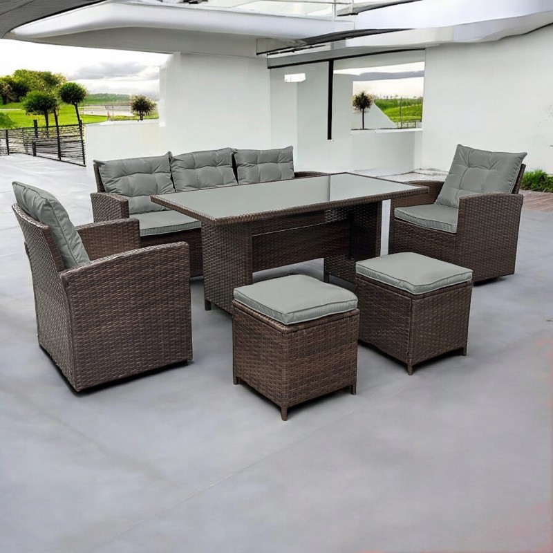 Zestaw mebli ogrodowych z technorattanu Maxipolo Brąz + p. szare