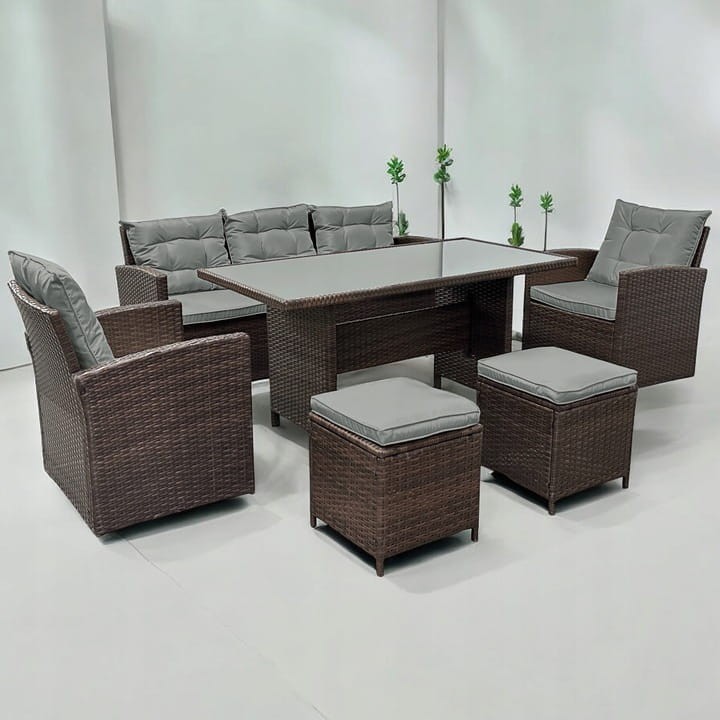 Zestaw mebli ogrodowych z technorattanu Maxipolo Brąz + p. szare