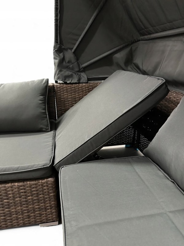 Zestaw ogrodowy wielofunkcyjny Elitar leżanka narożnik + stolik ze schowkiem Naturalny