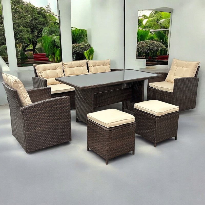 Zestaw mebli ogrodowych z technorattanu Maxipolo Brąz