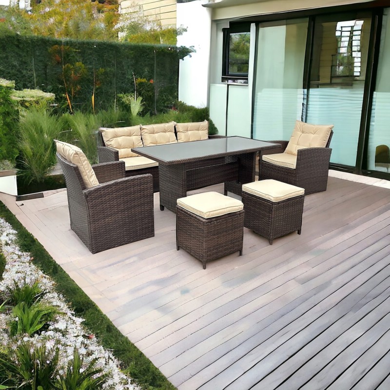 Zestaw mebli ogrodowych z technorattanu Maxipolo Brąz