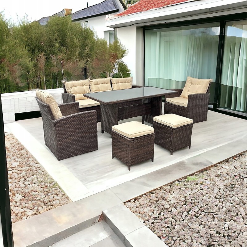 Zestaw mebli ogrodowych z technorattanu Maxipolo Brąz