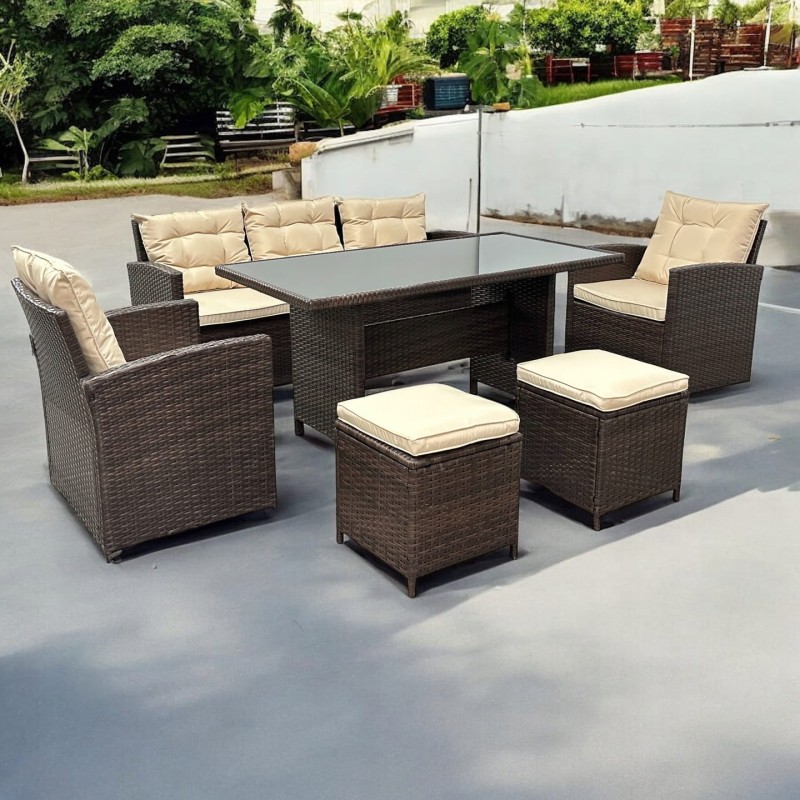 Zestaw mebli ogrodowych z technorattanu Maxipolo Brąz