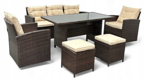 Zestaw mebli ogrodowych z technorattanu Maxipolo Brąz