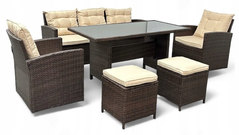 Zestaw mebli ogrodowych z technorattanu Maxipolo Brąz